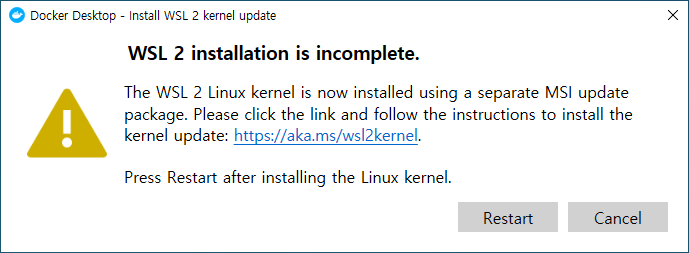 윈도우 Docker 설치 오류: "WSL 2 installation is incomplete" 완벽 해결법 : 네이버 블로그