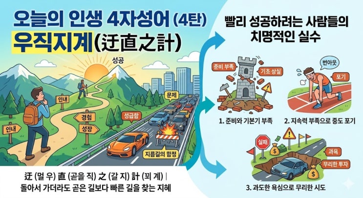  오늘의 인생 4자성어 (4탄) | 우직지계  뜻, 빨리 성공하려는 사람들의 치명적인 실수