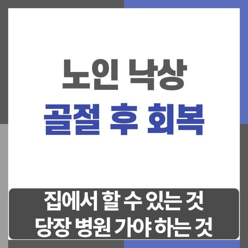 노인 낙상 골절 후 회복 — 집에서 할 수 있는 것 vs 당장 병원 가야 하는 것