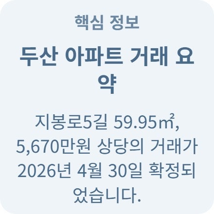  창신동 두산아파트 25평 실거래가 5억대 분석 2026년 4월 기준