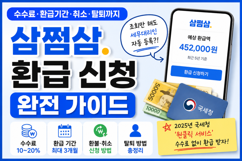 삼쩜삼 환불·환급 취소 신청 방법 총정리 - 기간, 수수료, 이용료, 탈퇴, 후기까지
