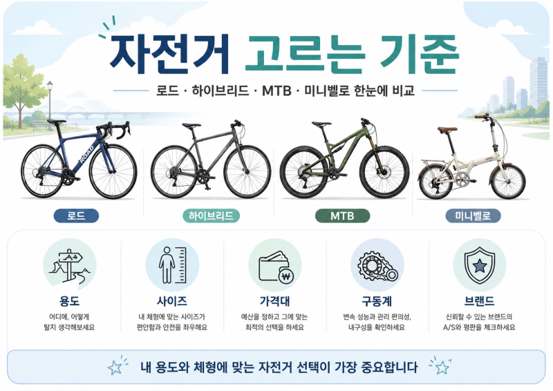 자전거 처음 살 때 꼭 봐야 할 7가지｜종류, 사이즈, 가격대별 선택법