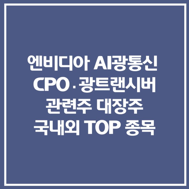 엔비디아 AI광통신 관련주 CPO·광트랜시버 대장주 국내 해외 TOP 종목