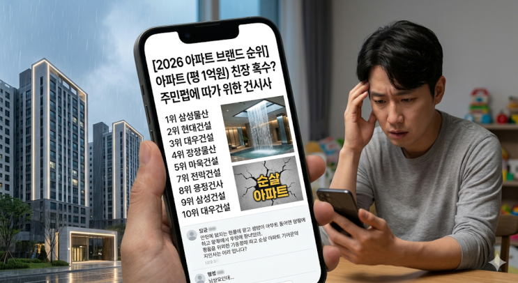  [아파트 브랜드 순위] 평당 1억 신축 천장에서 물바다? 2026년 입주민이 꼽은 거르는 건설사