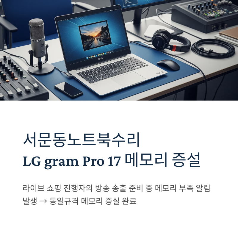 서문동노트북수리 LG gram Pro 17 메모리 부족 증설