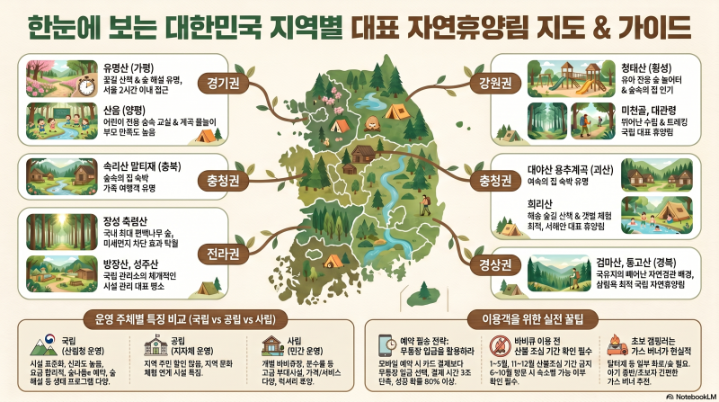 [2026 최신판] 자연휴양림 완벽 가이드 : 지역별 명소 추천부터 숲나들e 0.1초 예약 필승법, 필....