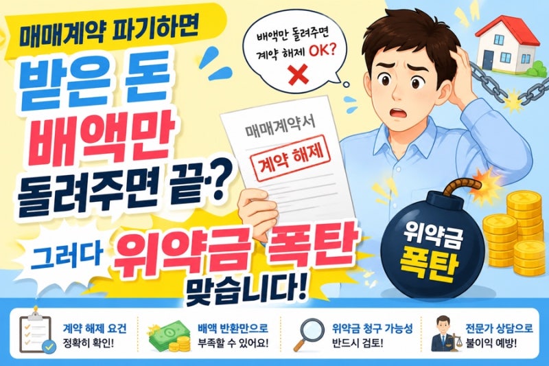 [민사소송] "매매계약 파기하면 받은 돈 배액만 돌려주면 끝? 위약금 폭탄 맞을 수 있습니다"