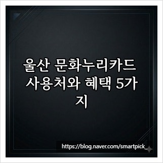 울산 문화누리카드 사용처와 혜택 5가지
