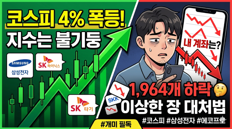  코스피 4% 폭등에 내 계좌는 파란불? 1,964개 하락하는 요상한 장 대처법