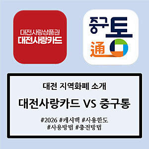 [대전 지역화폐 소개] 대전사랑카드 vs 중구통