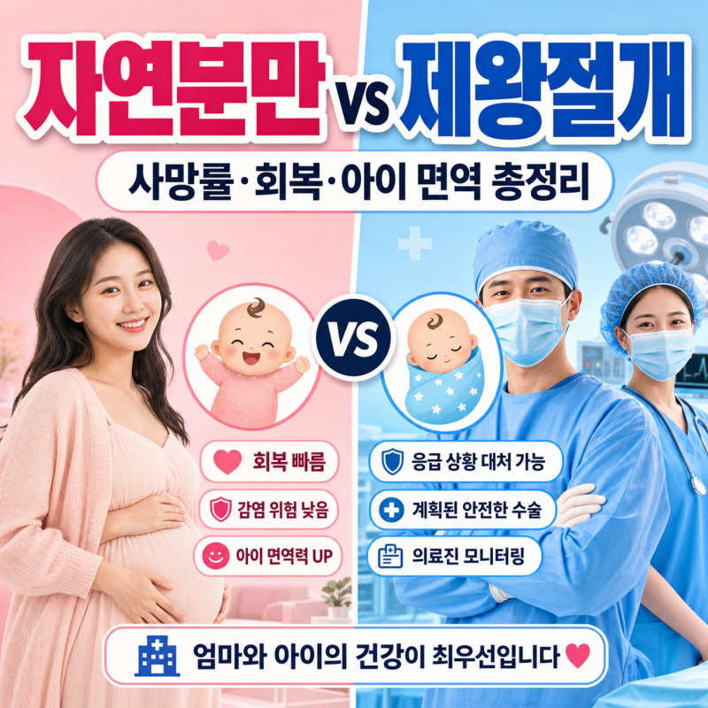 자연분만 제왕절개 차이, 산모 사망률부터 아이 면역까지 총정리