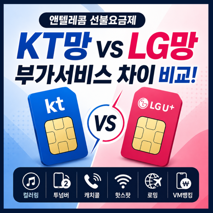 앤텔레콤 KT망과 LG망 선불요금제 부가서비스 차이 직접 비교해보니