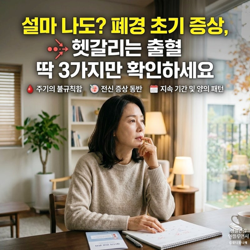 폐경 초기증상인가? 폐경기 부정출혈과 생리 변화 당황하지 않고 구별하는 법