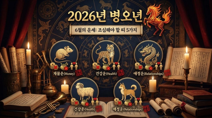  2026년 6월 조심해야 할 띠 TOP 5 금전 건강 인간관계 주의