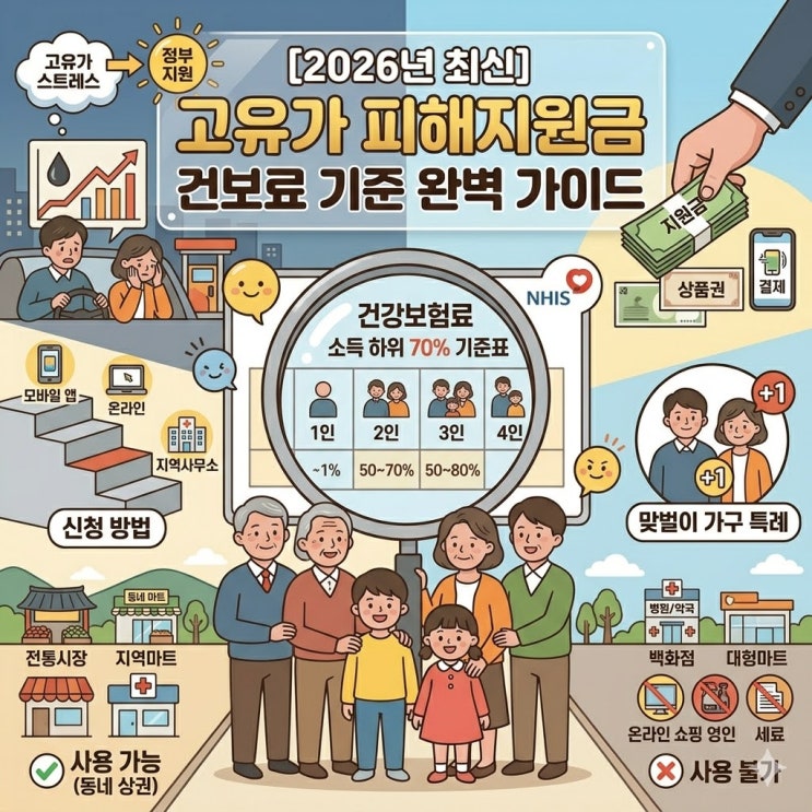  "나는 대상일까?" 2026 고유가 지원금 건강보험료 커트라인 조회 및 맞벌이 계산법