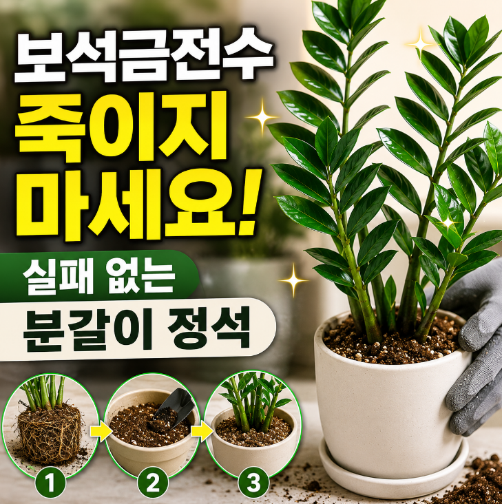보석금전수 분갈이 시기 & 흙 배합 비법: 2026년 기준 실패 없는 가이드