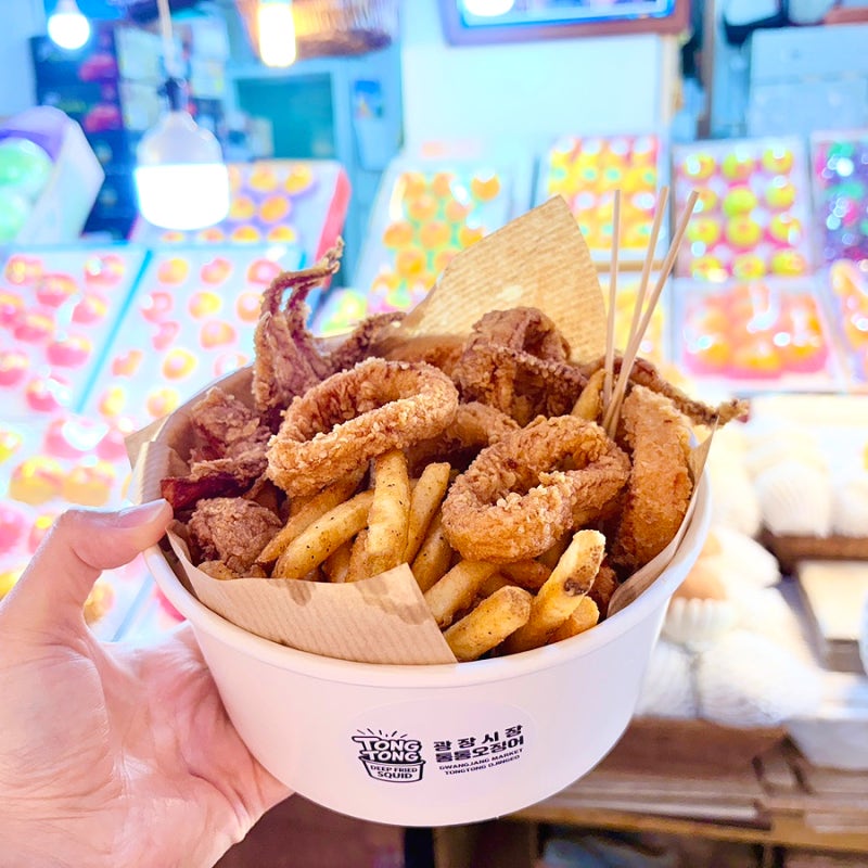 광장시장 찐맛집 통통오징어 먹거리 추천 재방문 포장 후기