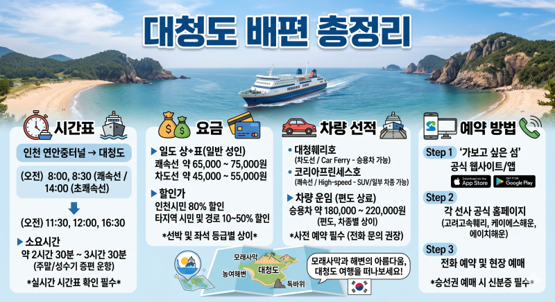 대청도 배편 시간표 요금 차량선적 예약방법 총정리