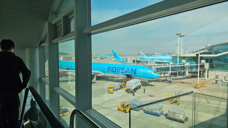 뉴욕으로 신혼여행 출발 인천공항 마티나 라운지 대한항공 기내식