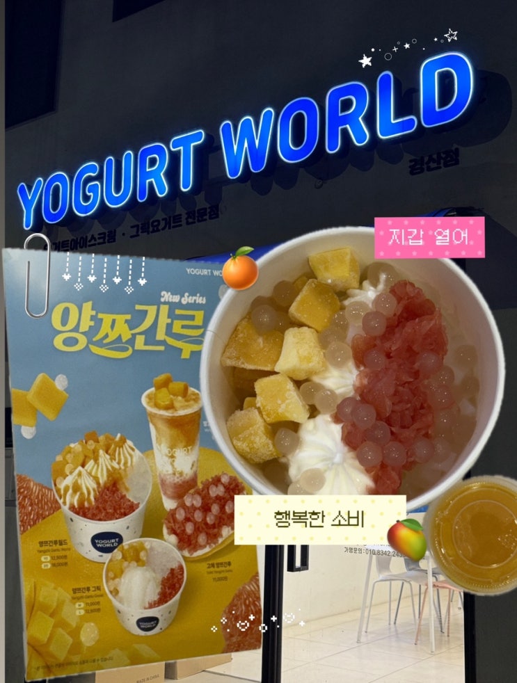  요거트월드 경산점 상하이디저트 신메뉴 등장 | 양쯔간루월드 먹어본 후기
