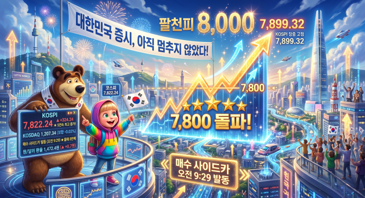   [2026년 5월 11일] 국내 증시 마감 브리핑 — 코스피 5거래일 연속 역대 최고! 7,822 마감, 장중 7,899 '팔천피' 코앞