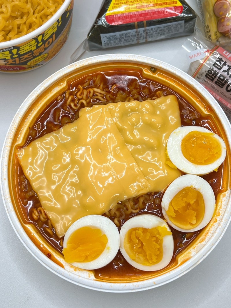 왕뚜껑국물라볶이+불닭볶음탕면 조리법 레시피 편의점 꿀조합