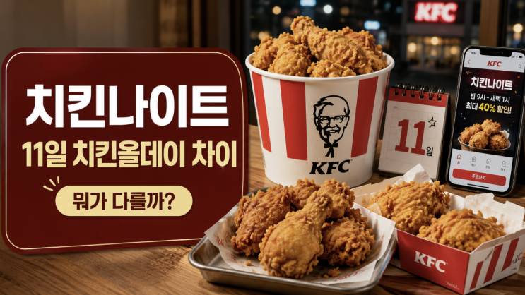  KFC 치킨나이트와 11일 치킨올데이 차이