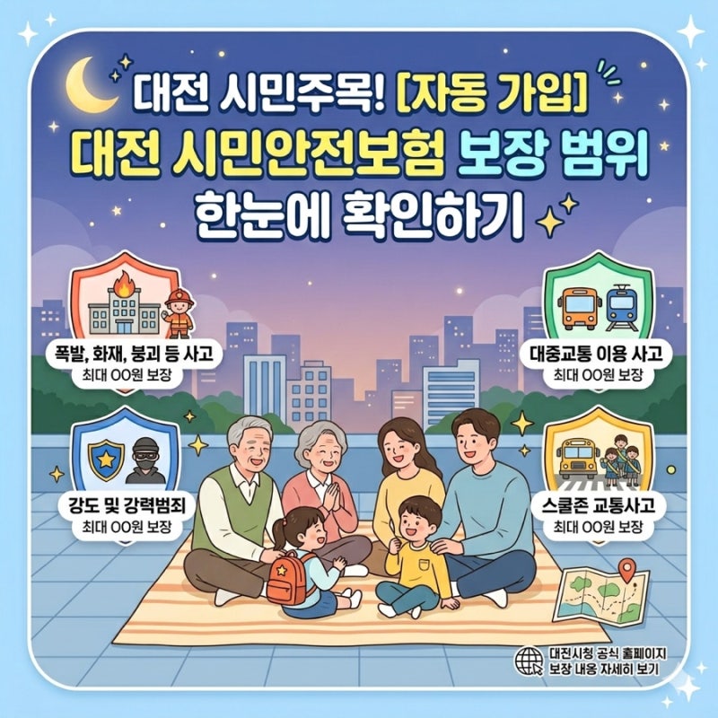 대전 시민이라면 주목! [자동 가입] 2026년 대전 시민안전보험 보장 범위 한눈에 확인하기 ️....