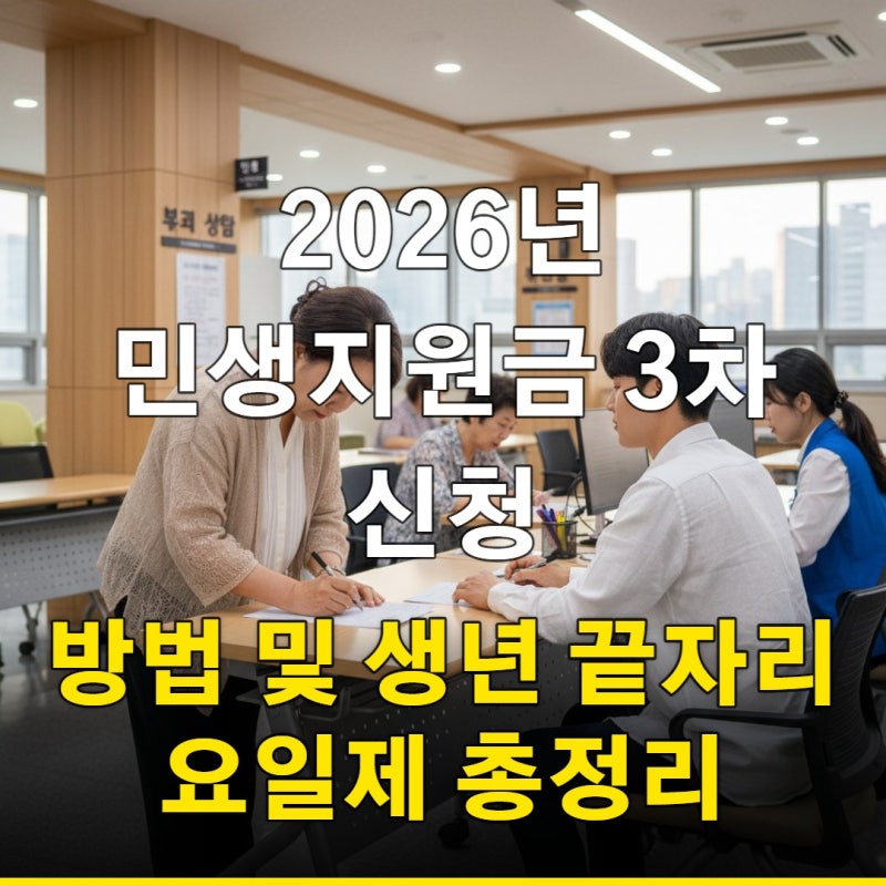 2026년 민생지원금 3차 신청 방법 및 생년 끝자리 요일제 총정리