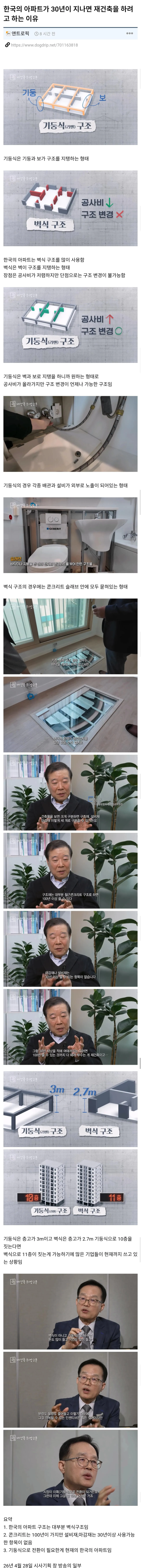  한국의 아파트가 30년이 지나면 재건축을 하려고 하는 이유