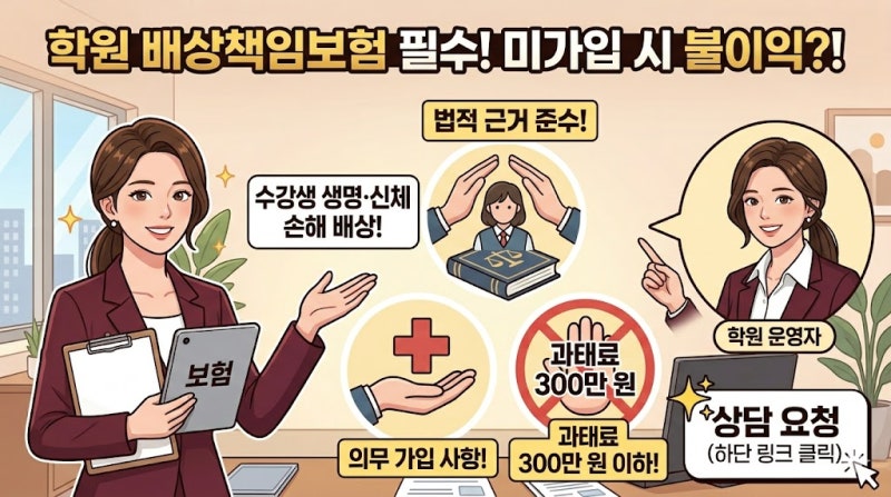 [의무가입] 학원 배상책임보험, 선택이 아닌 필수! 지역별 가입 기준 총정리