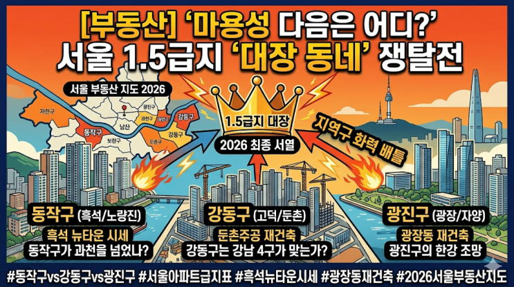  마용성 다음은 여기? 흑석 vs 둔촌 vs 광장 1.5급지 피 터지는 서열 정리