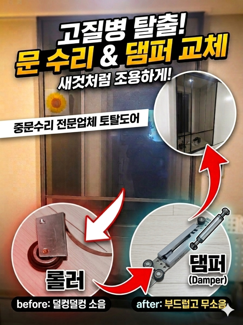 [원슬라이딩 도어]6가지 증상으로 우리집 중문이 고장인지 확인하는 방법/천안 아산 평택 중....