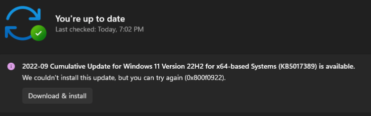  Windows 10/11 업데이트 실패! "0x800F0922" 오류 완벽 해결 가이드