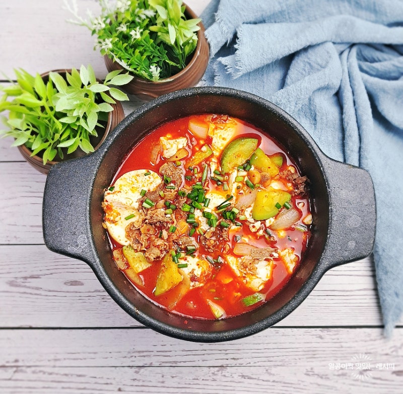 우삼겹 순두부찌개 레시피 양념 순두부 요리