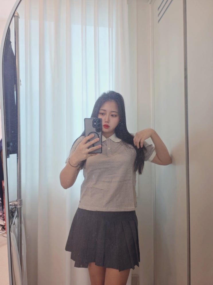  클레이스 여성 골프웨어 스트라이프 카라 티셔츠 OOTD