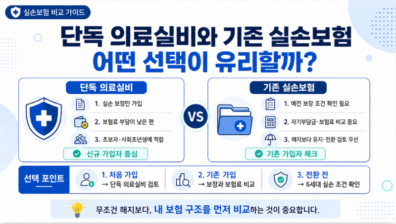 실손보험 vs 단독 의료실비, 아직도 헷갈리시나요? 팩트 체크 정리