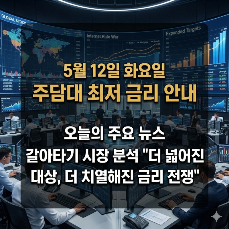 삼성생명 주택담보대출 갈아타기 금리 4.90% 등 5월 12일 은행 보험사 최저 금리비교
