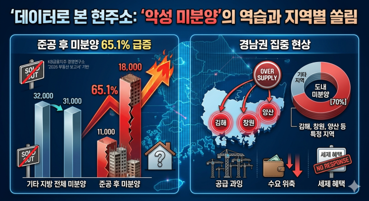  2026년 지방 부동산의 운명은? '악성 미분양' 65% 폭증 속 HUG의 1.4조 승부수와 투자 시나리오