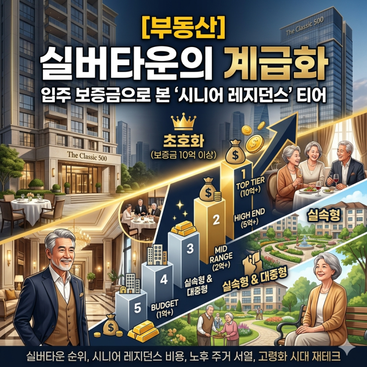  보증금 10억? 실버타운 순위와 더 클래식 500 등 시니어 레지던스 비용의 충격적 현실 (노후 주거 서열)