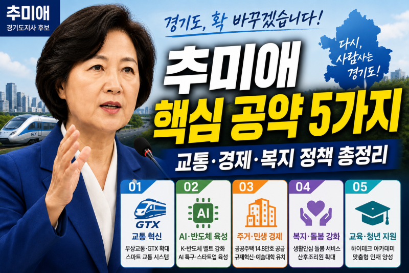 추미애 경기도지사 후보 공약 총정리: 교통·산업·AI 혁신으로 바뀌는 경기도의 미래