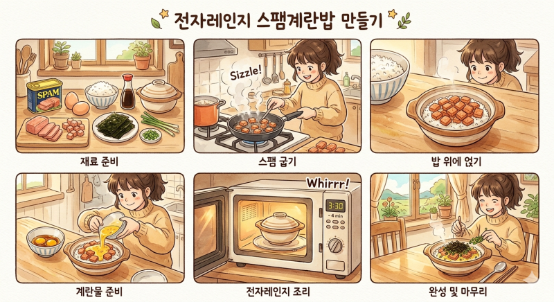 전자레인지 스팸계란밥｜혼밥 1위 메뉴, 5분 완성 레시피