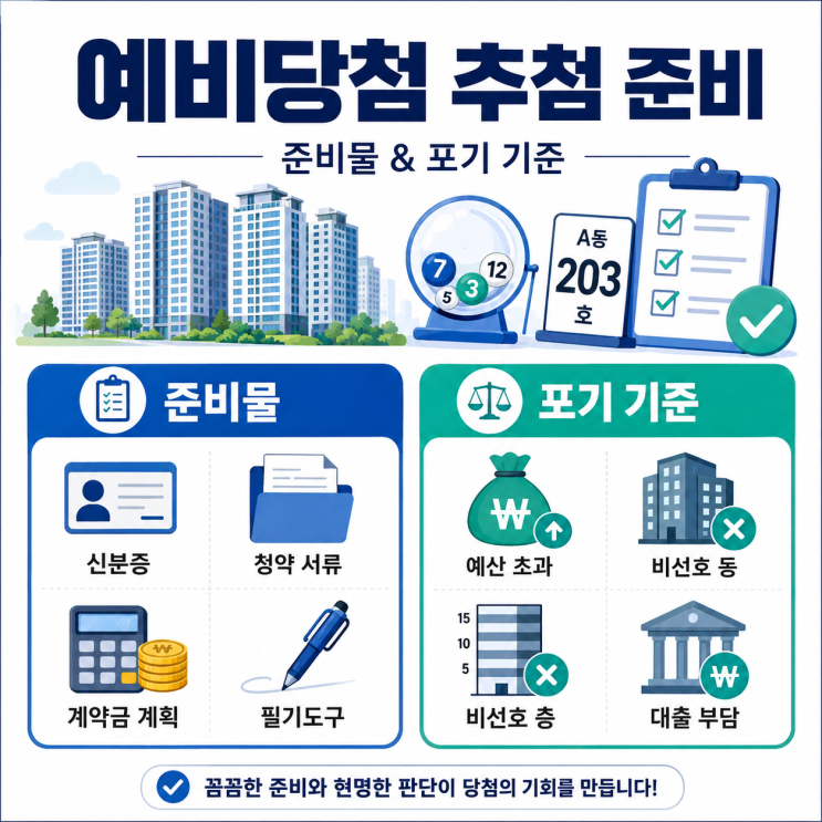  [아파트 청약 실전] 예비당첨 추첨 현장 준비물 및 동호수 포기 기준 세우기