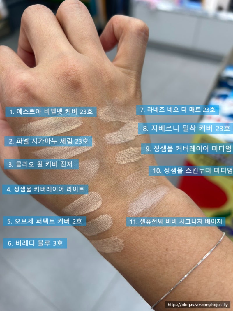 23호 웜톤 올영 쿠션 탐험일기 (손등발색)