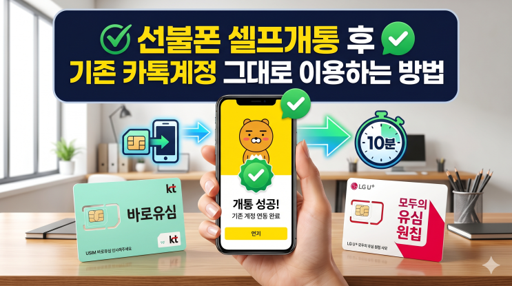  선불폰 셀프개통 후 기존 카톡계정 그대로 이용하는 방법
