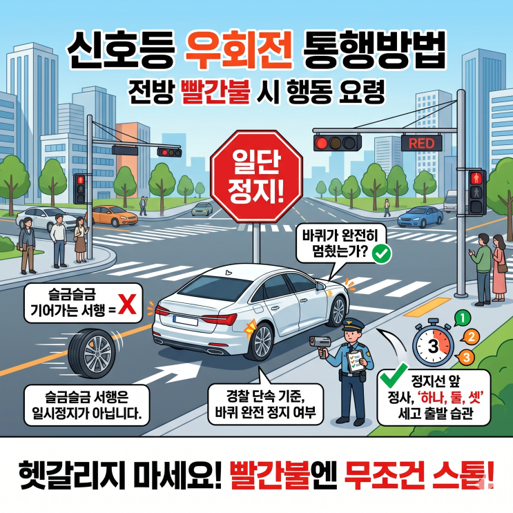  신호등 우회전 통행방법 쉽게 설명드립니다.