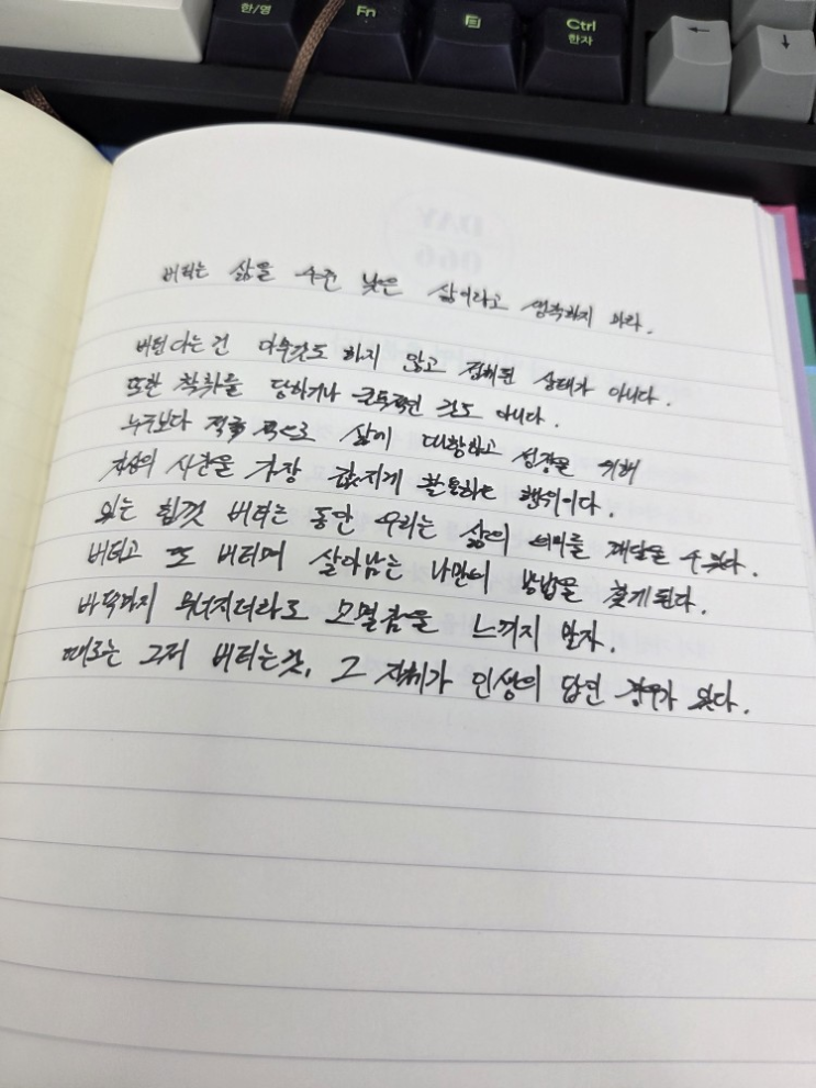  [100일 필사노트] 버티는 삶을 수준 낮은 삶이라고 생각하지 마라