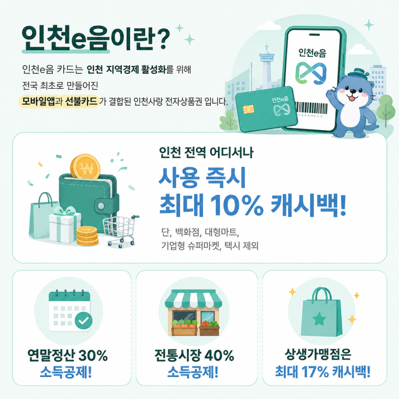 인천이음카드 완벽 정리! 지역 경제 살리고 캐시백까지 받는 방법