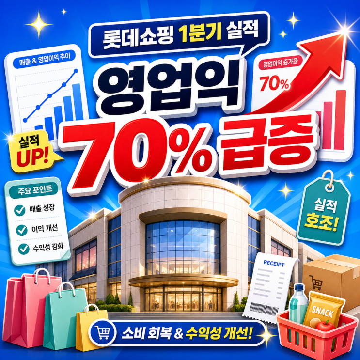 <b>롯데쇼핑</b> 1분기 실적 <b>영업익</b> 70% <b>급증</b>