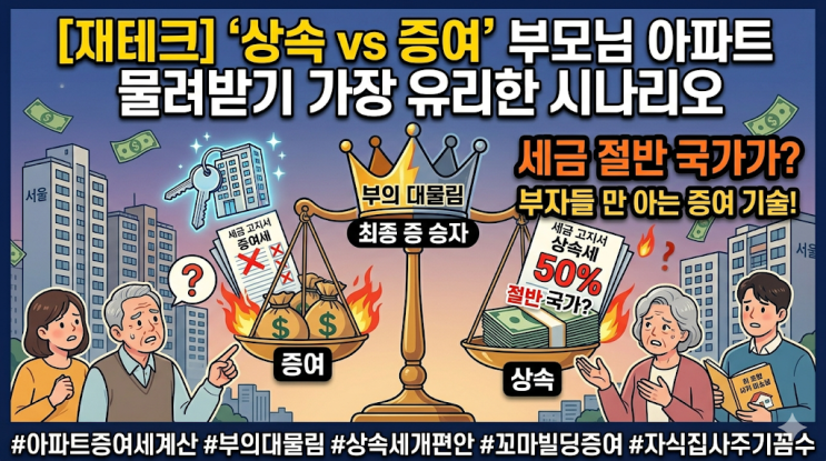  국가가 세금을 절반이나? 1주택자 부모님 아파트 가장 싸게 물려받는 증여 시나리오 (feat. 세무사 상담)